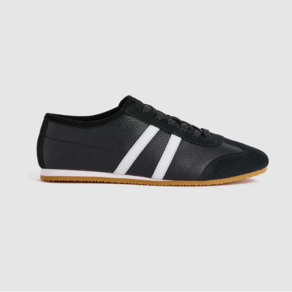 Quince NWT Italian Leather & Suede Low Profile Sneaker Black Size 7.5